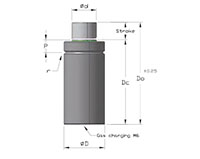 Ready CE Series 6 Millimeter (mm) Stroke Length and 25 Millimeter (mm) Housing Outside Diameter (D) Sub Compact Nitrogen Gas (N<sub>2</sub>) Spring