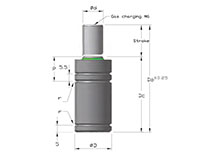 Ready BE Series 7 Millimeter (mm) Stroke Length and 25.2 Millimeter (mm) Housing Outside Diameter (D) Extra Compact Nitrogen Gas (N<sub>2</sub>) Spring