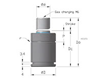 Ready BE Series 10 Millimeter (mm) Stroke Length and 32 Millimeter (mm) Housing Outside Diameter (D) Extra Compact Nitrogen Gas (N<sub>2</sub>) Spring