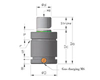 Ready BE Series 13 Millimeter (mm) Stroke Length and 50 Millimeter (mm) Housing Outside Diameter (D) Extra Compact Nitrogen Gas (N<sub>2</sub>) Spring