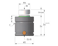 Ready BE Series 16 Millimeter (mm) Stroke Length and 75.2 Millimeter (mm) Housing Outside Diameter (D) Extra Compact Nitrogen Gas (N<sub>2</sub>) Spring