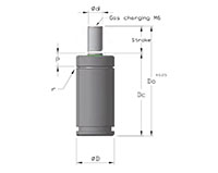 Ready M Series 10 Millimeter (mm) Stroke Length and 350 Dekanewton (daN) Fully Open Force Semi-Compact Line Nitrogen Gas (N<sub>2</sub>) Spring